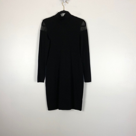 Ralph Lauren black long sleeve sheer shoulder turtleneck dress Size Medium - Picture 1 of 6